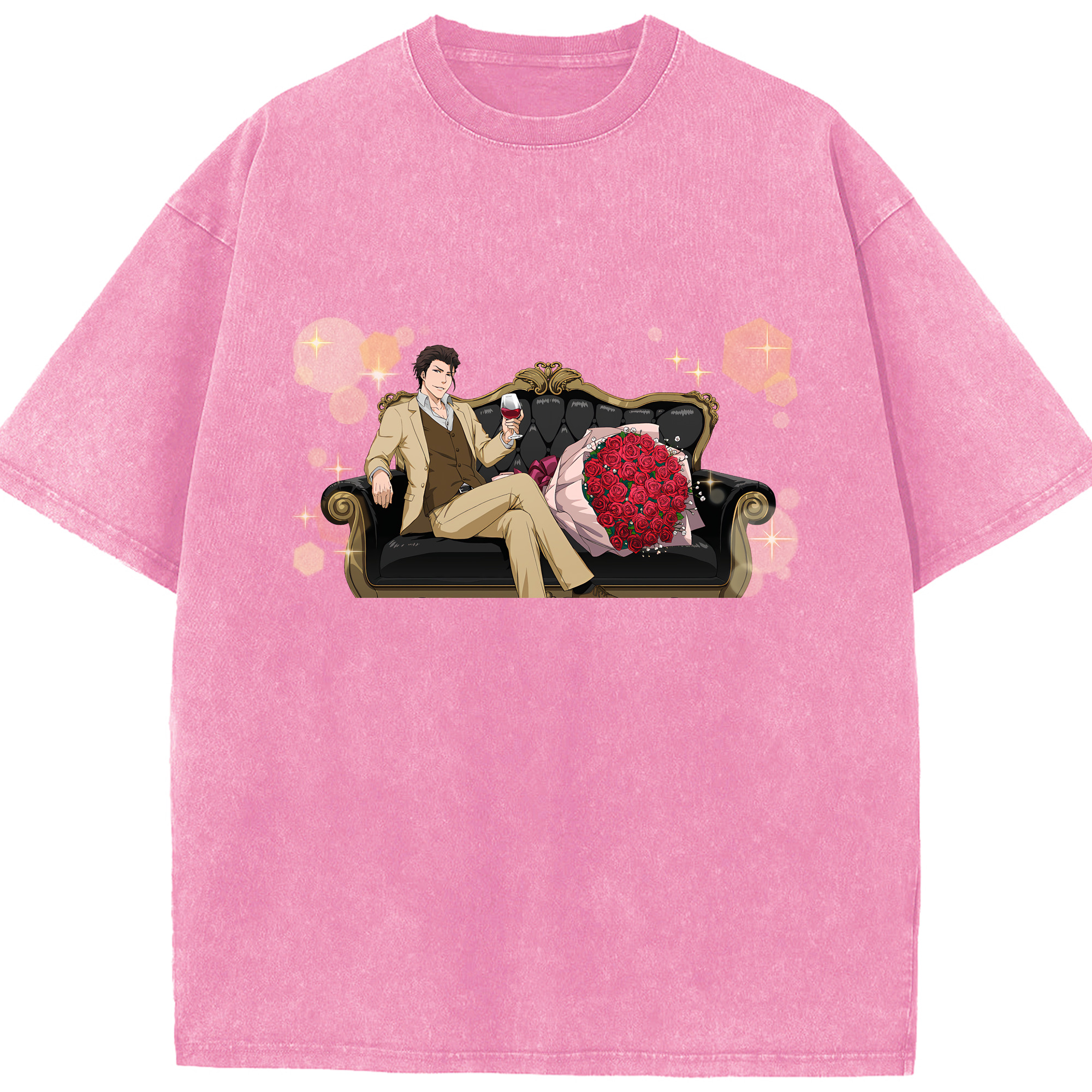（画像用） ブリーチ 藍染 惣右介（あいぜん そうすけ） BLEACH Aizen Sousuke 綿100% ヴィンテージ風 半袖Tシャツ（フロントプリント）